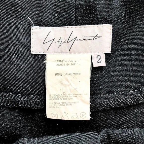 YOHJI YAMAMOTO BLACK WOOL HIGH RISE STRAIGHT LEG  DRESS PANTS -  M (JP2) - Picture 3 of 8